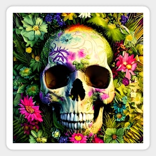 Scary Flowery Skull Magnet